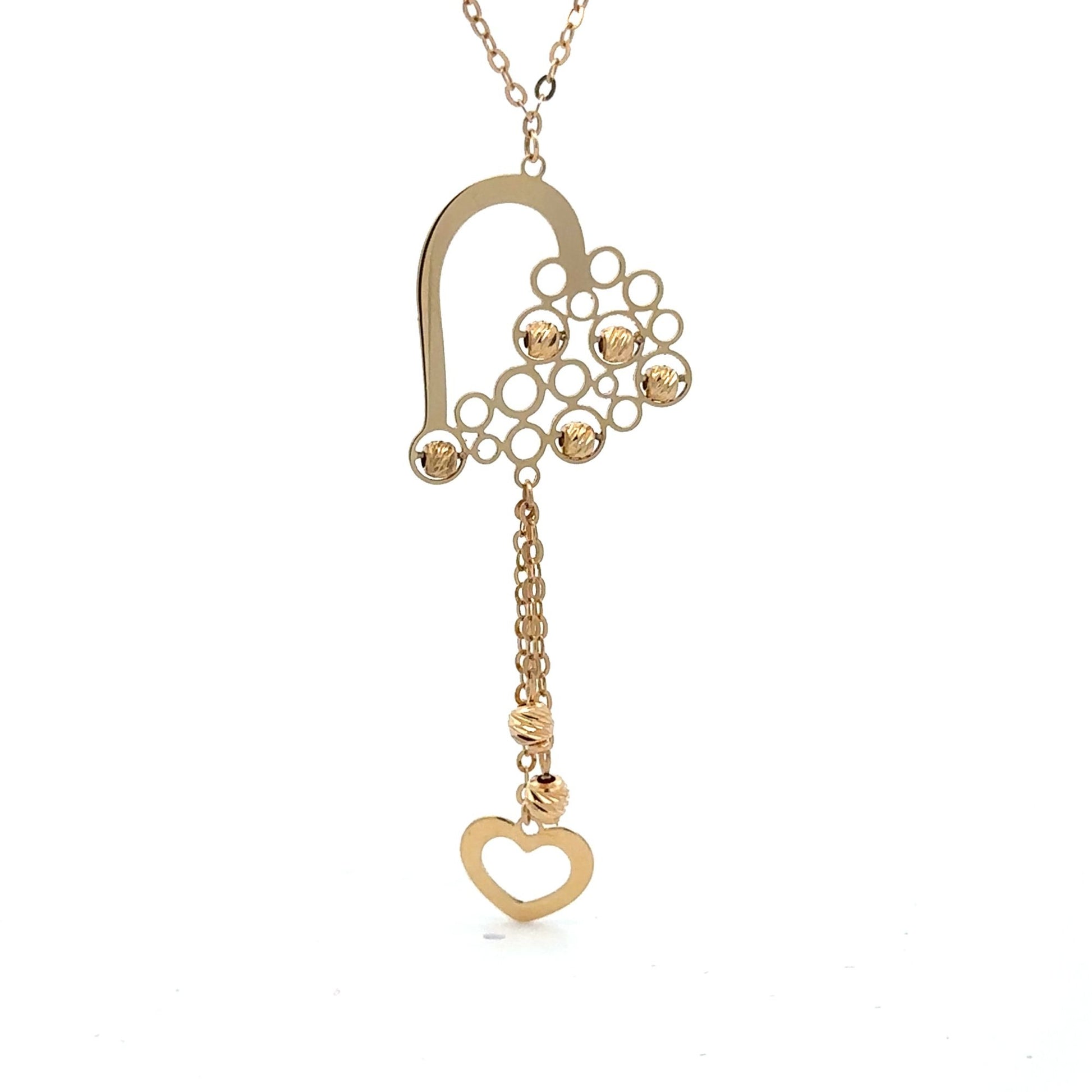 18K Gold Necklace 17.75 inches Heart Charm 3.23 grams - Rafant