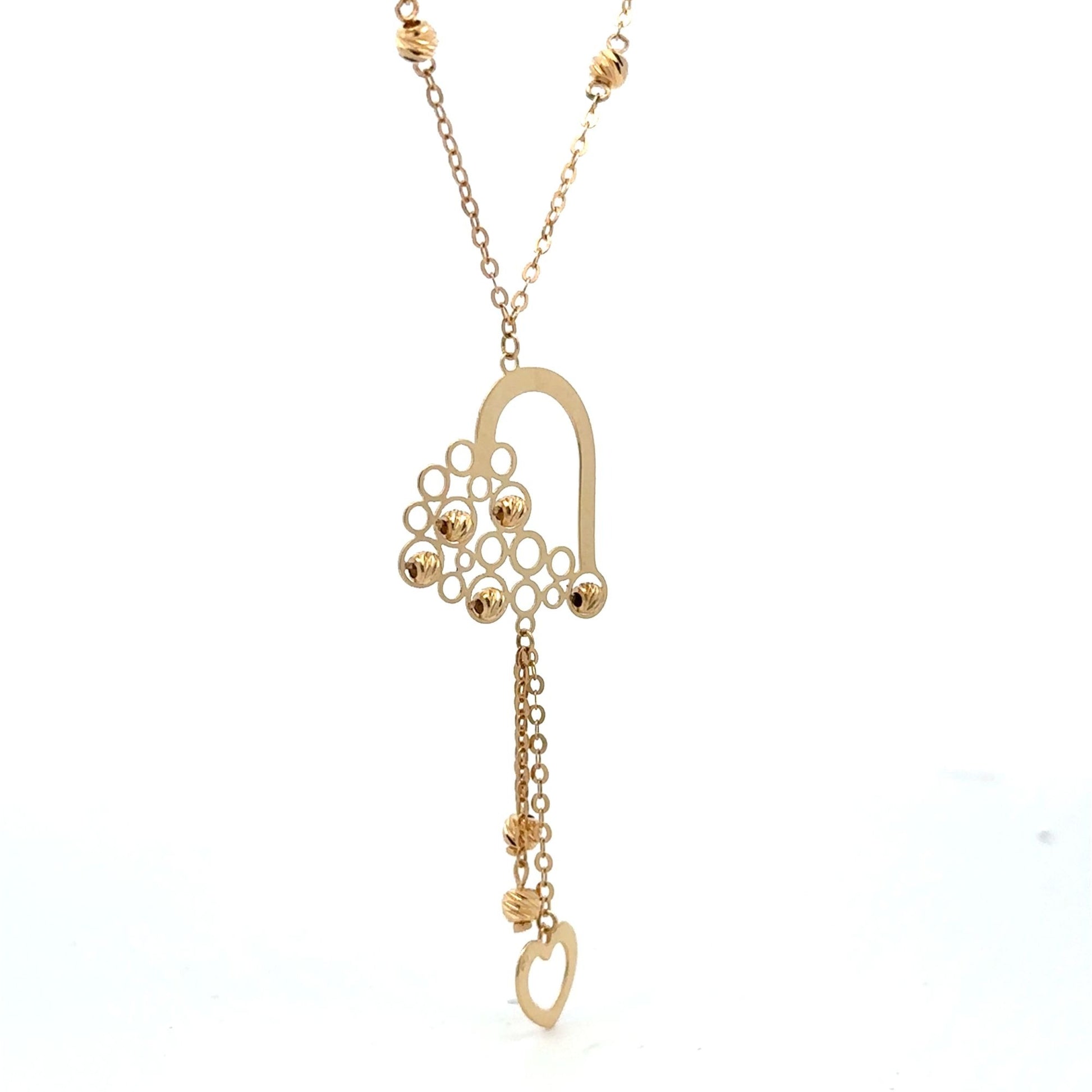 18K Gold Necklace 17.75 inches Heart Charm 3.23 grams - Rafant