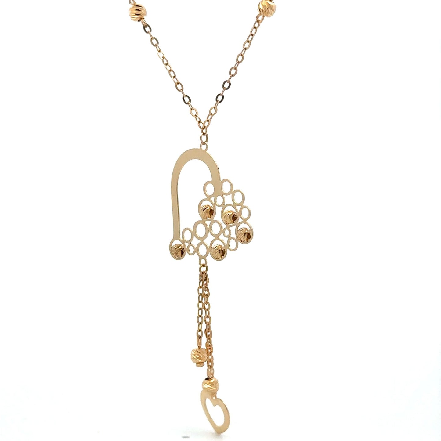 18K Gold Necklace 17.75 inches Heart Charm 3.23 grams - Rafant