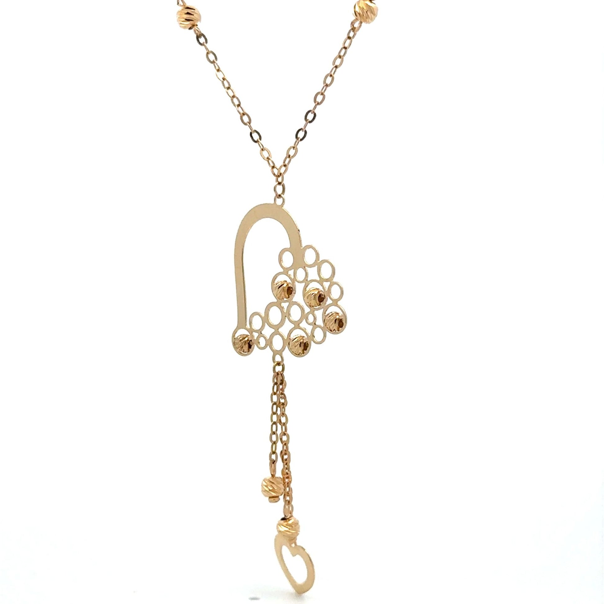 18K Gold Necklace 17.75 inches Heart Charm 3.23 grams - Rafant