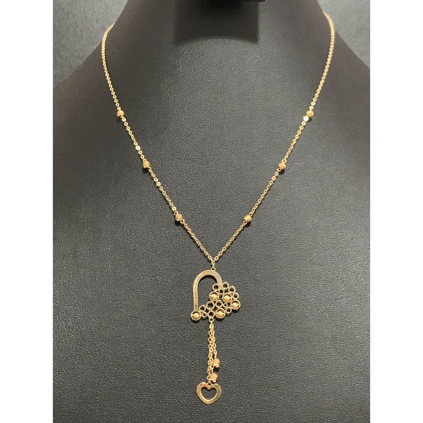 18K Gold Necklace 17.75 inches Heart Charm 3.23 grams - Rafant