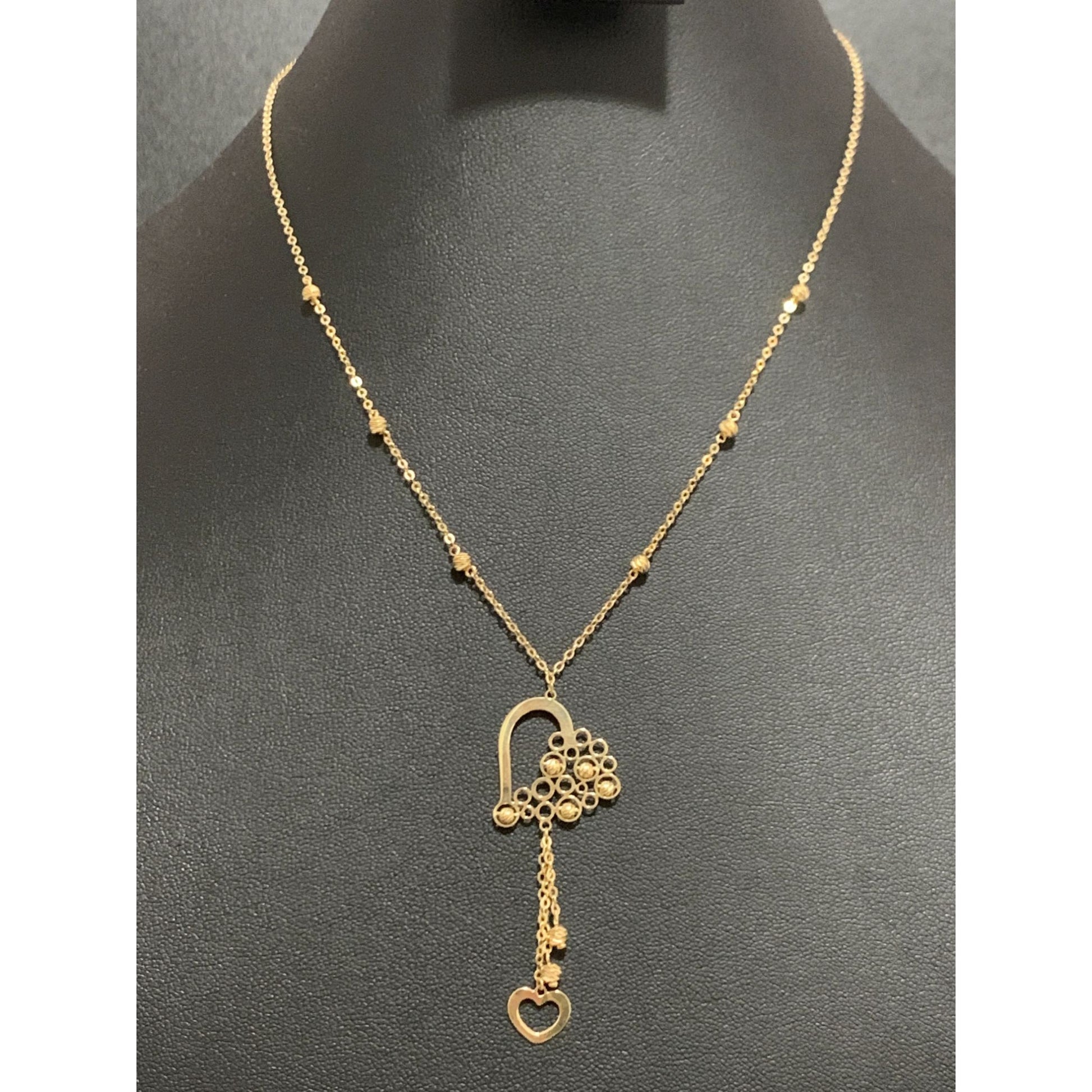 18K Gold Necklace 17.75 inches Heart Charm 3.23 grams - Rafant