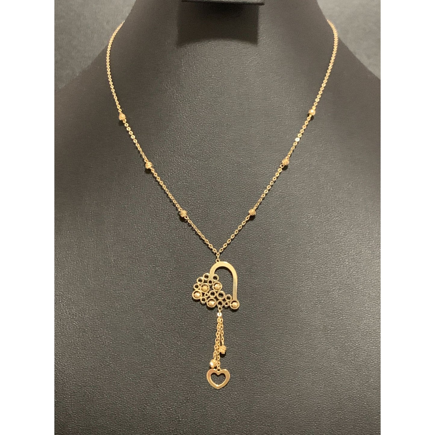 18K Gold Necklace 17.75 inches Heart Charm 3.23 grams - Rafant