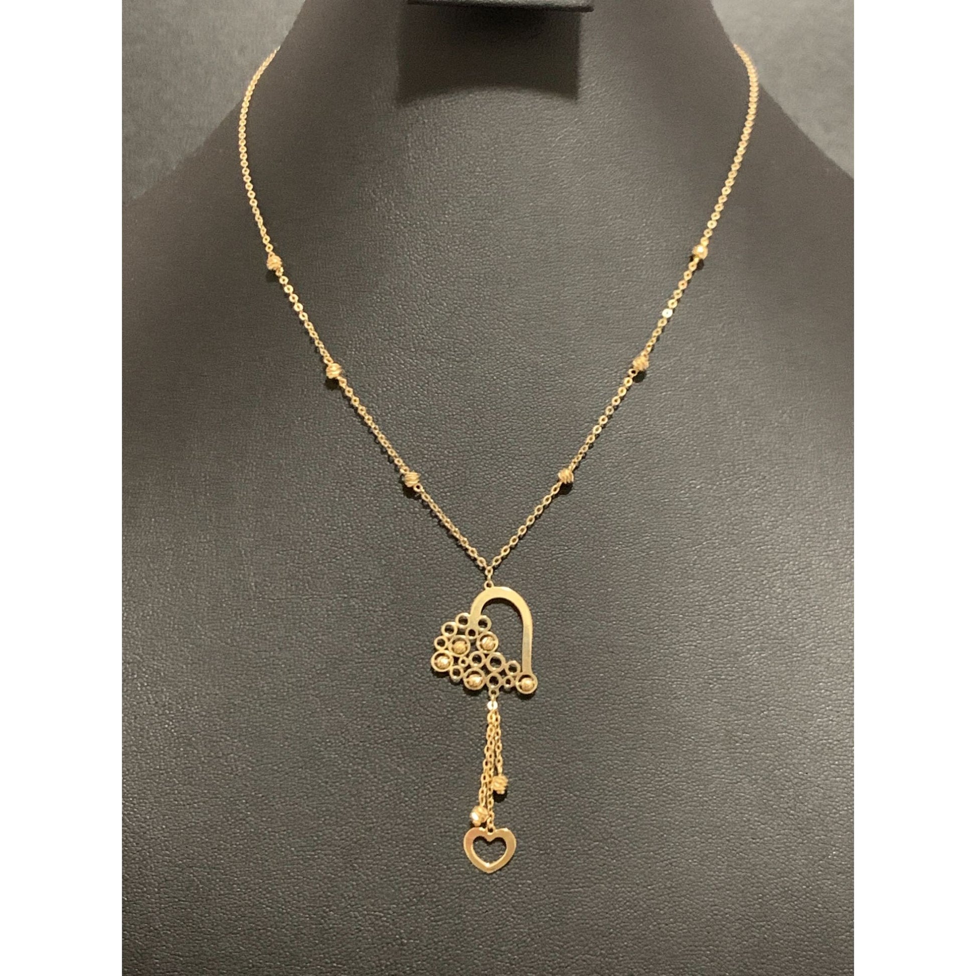 18K Gold Necklace 17.75 inches Heart Charm 3.23 grams - Rafant