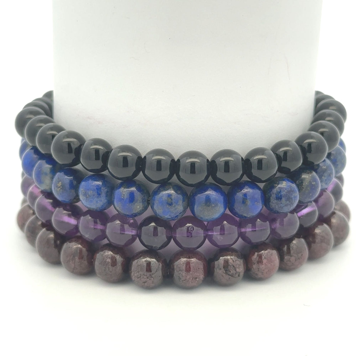 Sterling Silver Modular Gemstone Bracelet Natural Amethyst Lapis Tiger Eye Garnet Onyx Detachable Gate Clasp Charm Holder