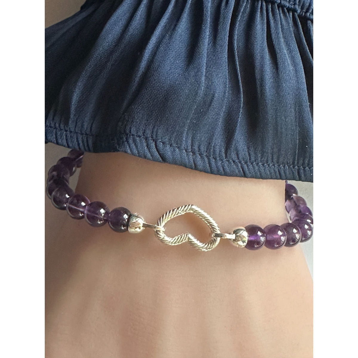 Sterling Silver Modular Gemstone Bracelet Natural Amethyst Lapis Tiger Eye Garnet Onyx Detachable Gate Clasp Charm Holder