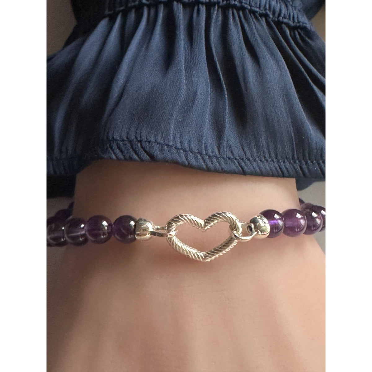 Sterling Silver Modular Gemstone Bracelet Natural Amethyst Lapis Tiger Eye Garnet Onyx Detachable Gate Clasp Charm Holder