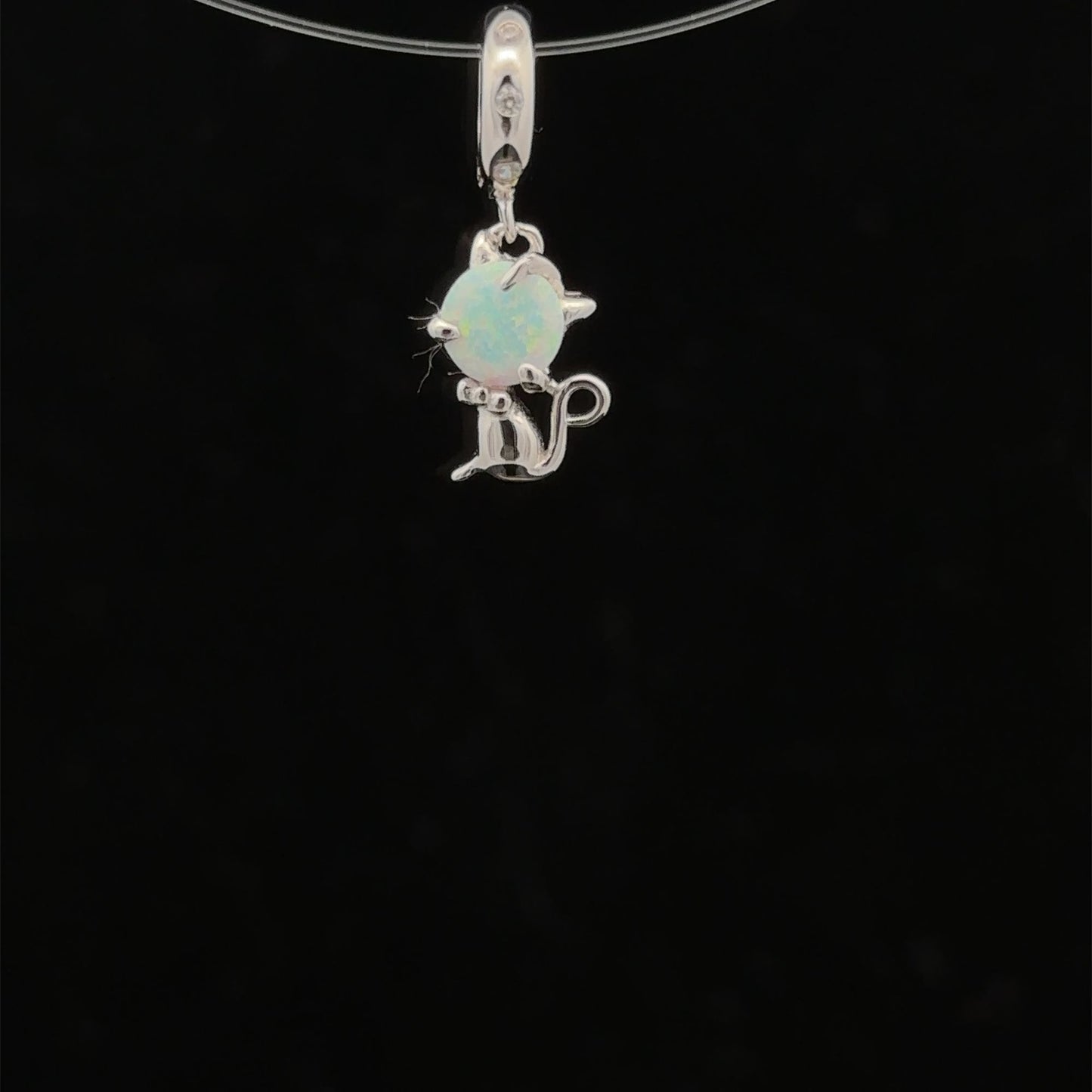925 Sterling Silver Charm Bead Animal Cat Hanging - Rafant