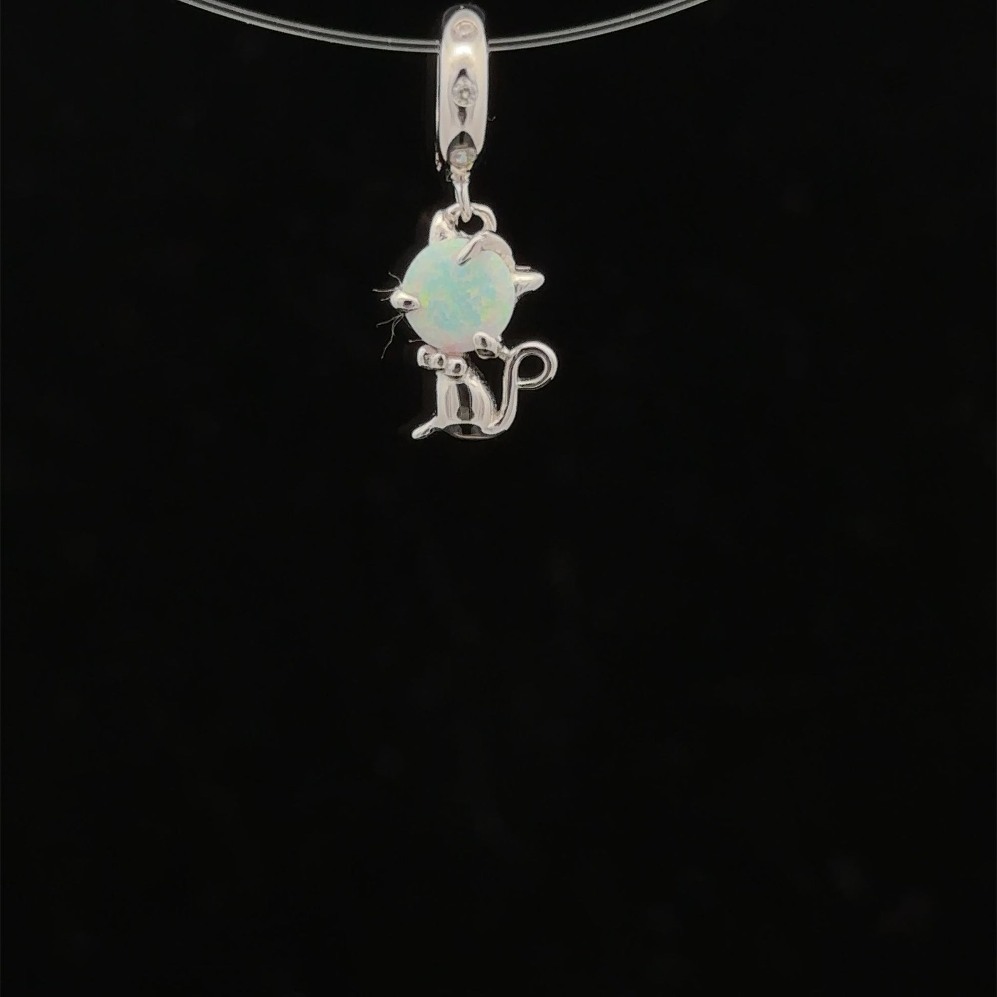 925 Sterling Silver Charm Bead Animal Cat Hanging - Rafant
