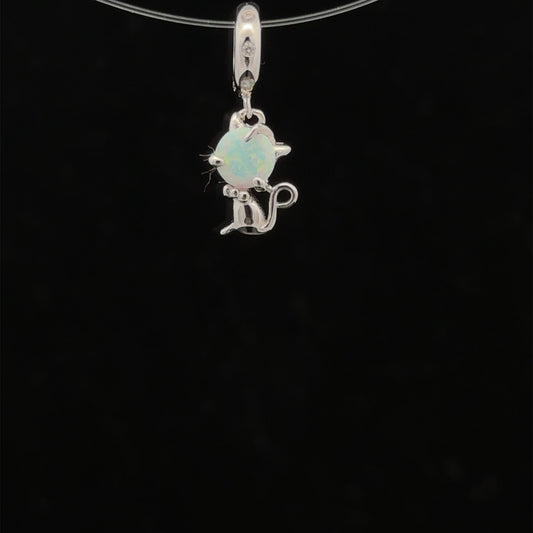 925 Sterling Silver Charm Bead Animal Cat Hanging - Rafant