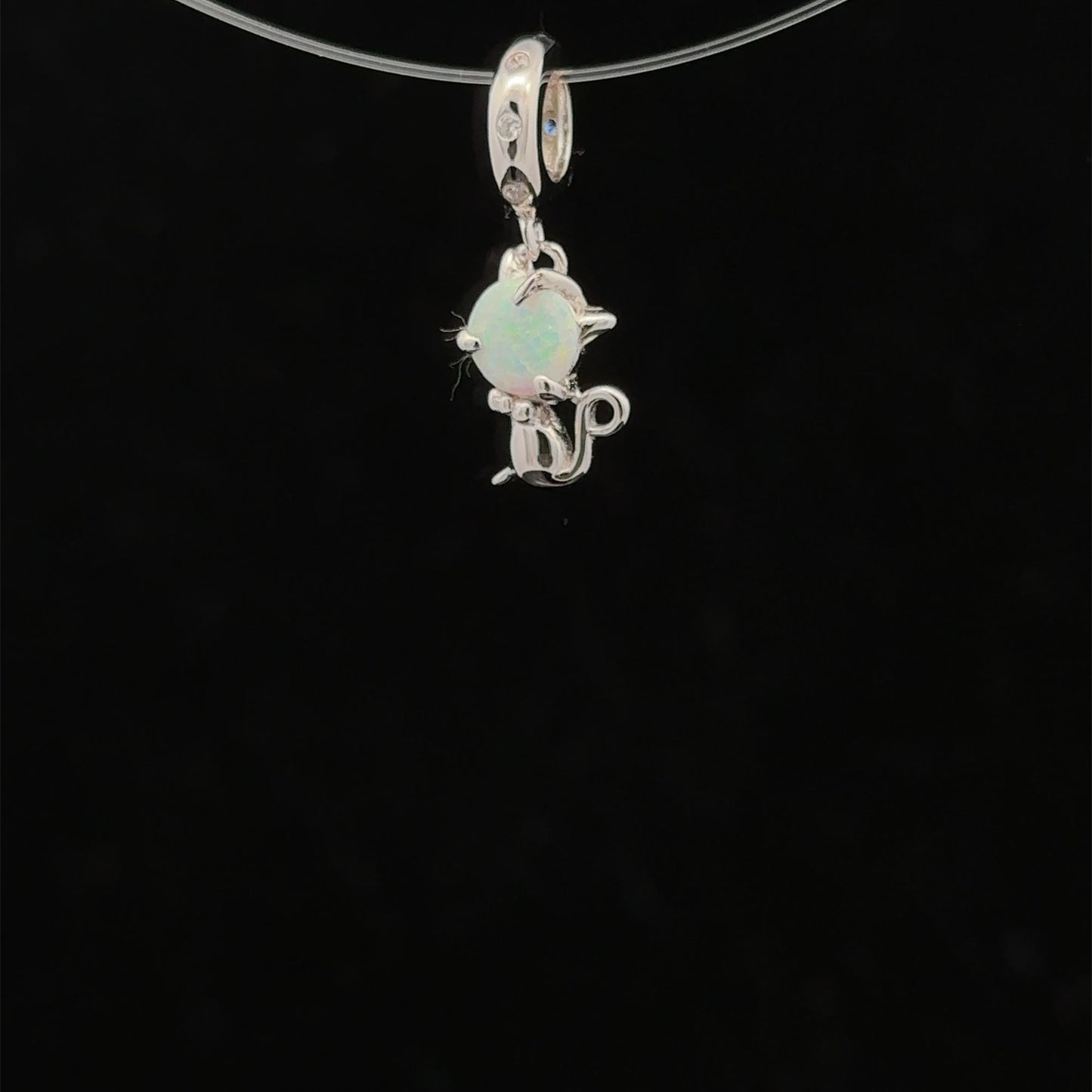 925 Sterling Silver Charm Bead Animal Cat Hanging - Rafant