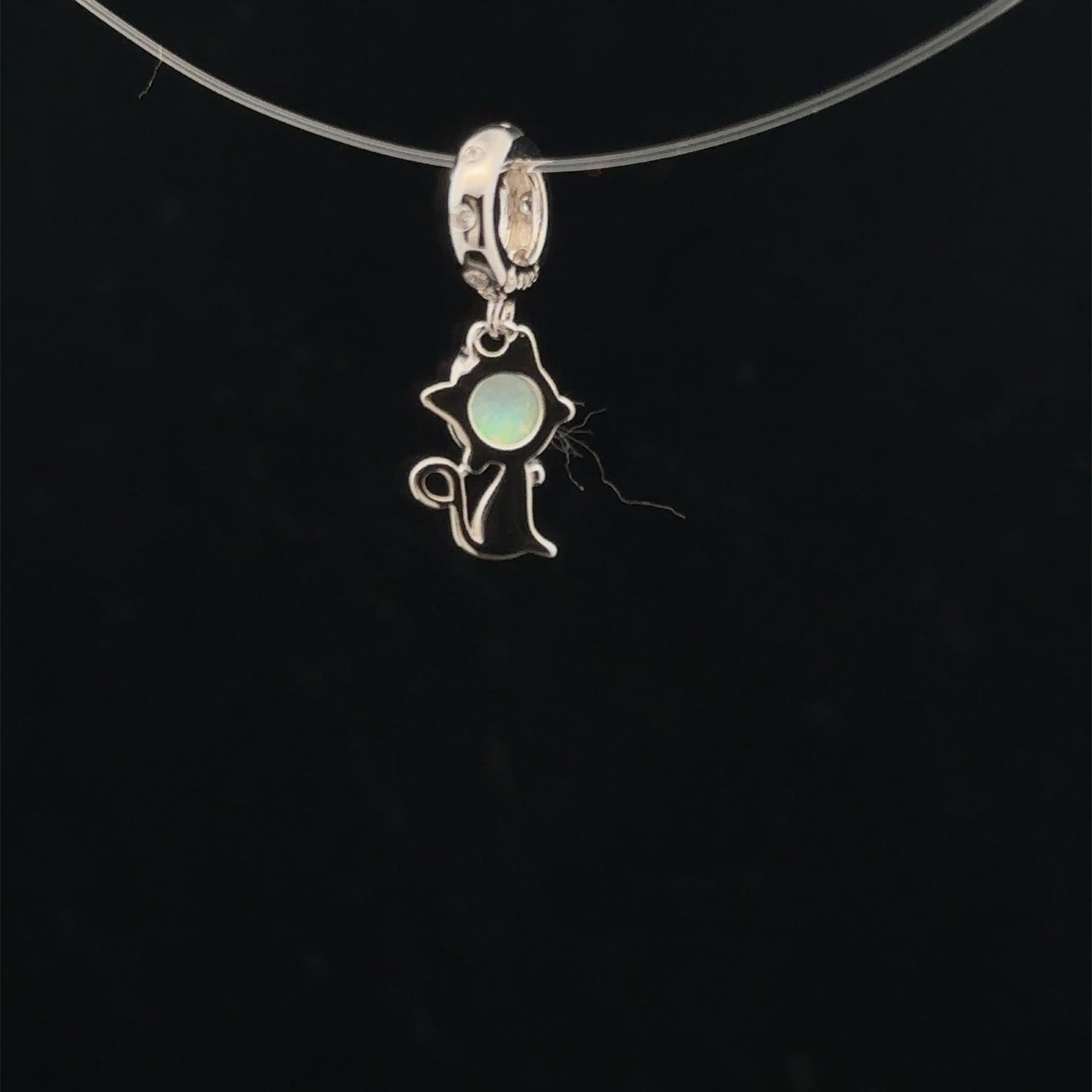 925 Sterling Silver Charm Bead Animal Cat Hanging - Rafant