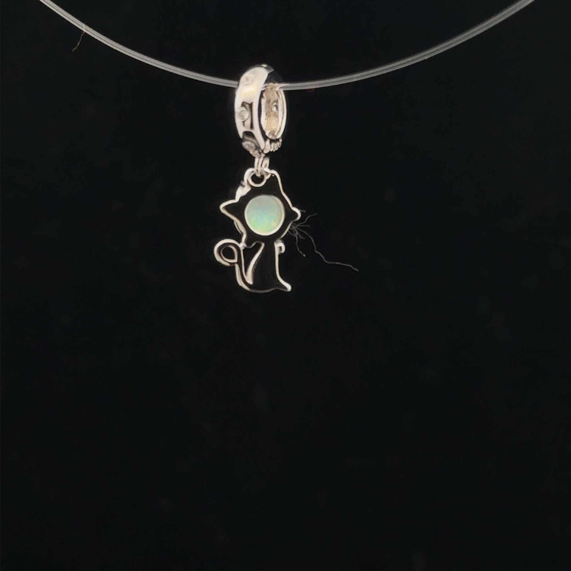 925 Sterling Silver Charm Bead Animal Cat Hanging - Rafant
