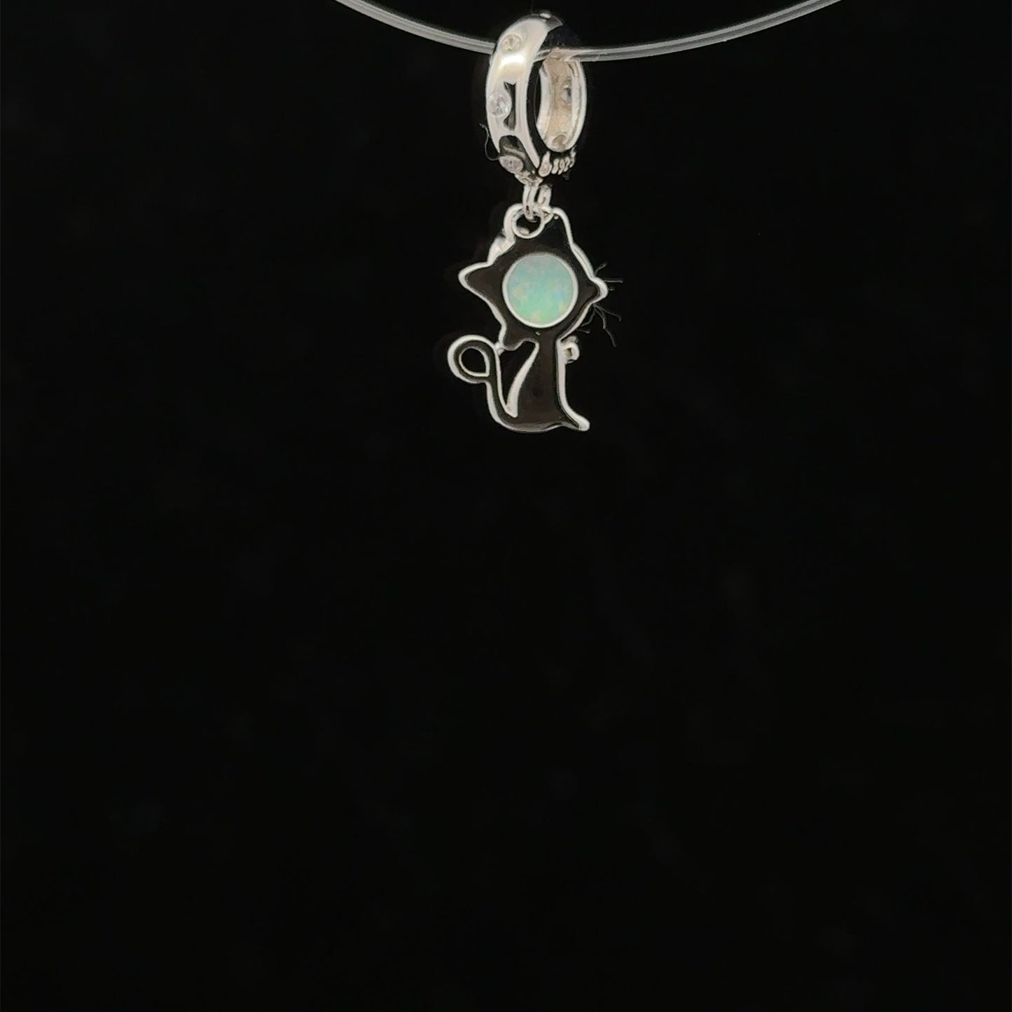 925 Sterling Silver Charm Bead Animal Cat Hanging - Rafant