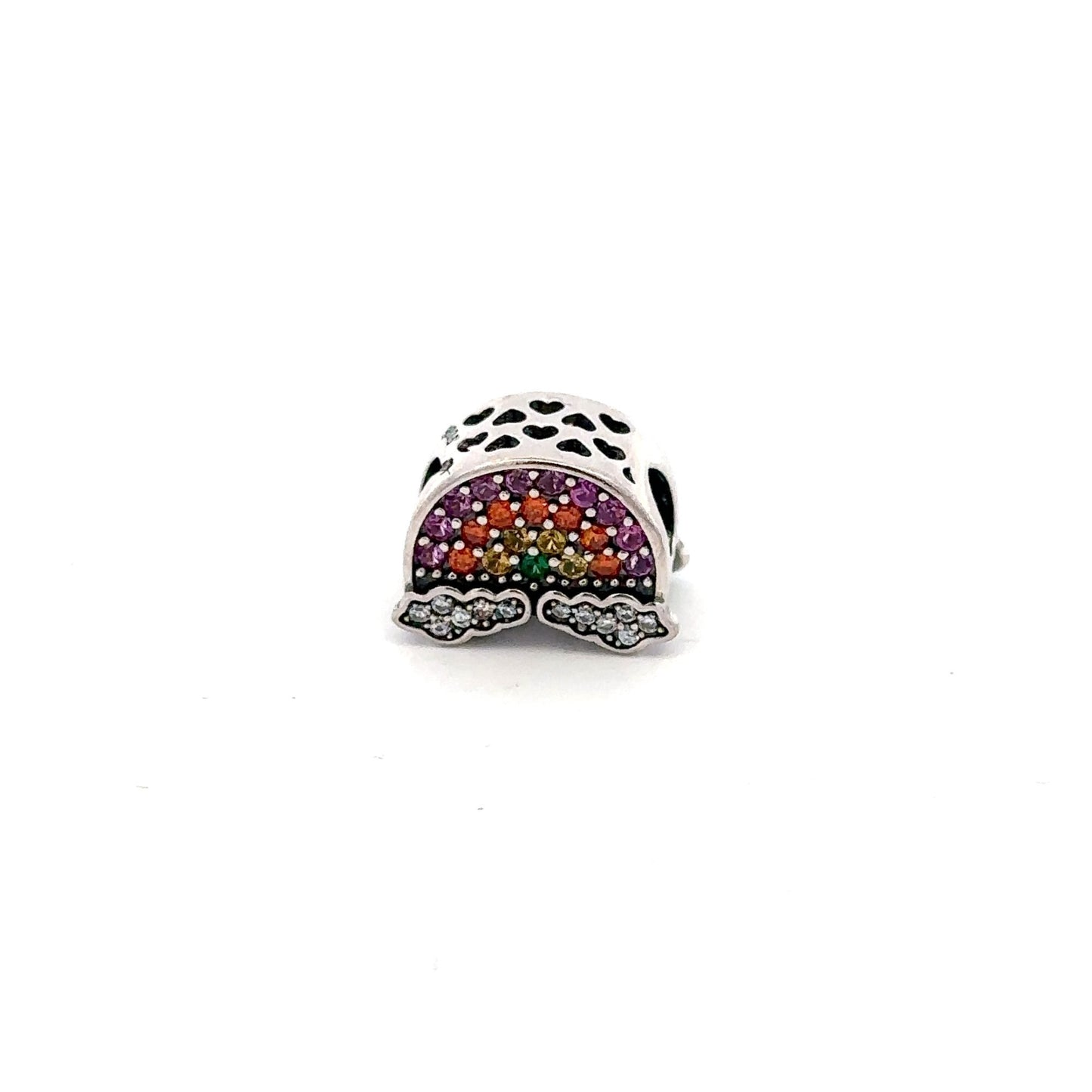 925 Sterling Silver Charm Bead For Necklace Bracelet Multicolor Rhinestones - Rafant