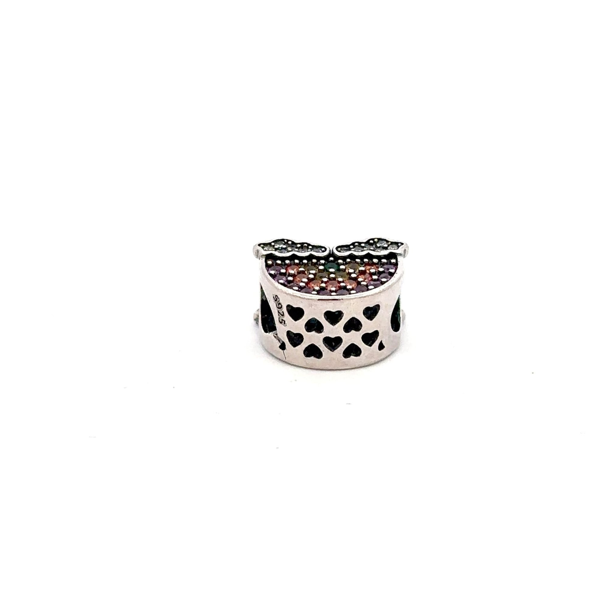 925 Sterling Silver Charm Bead For Necklace Bracelet Multicolor Rhinestones - Rafant