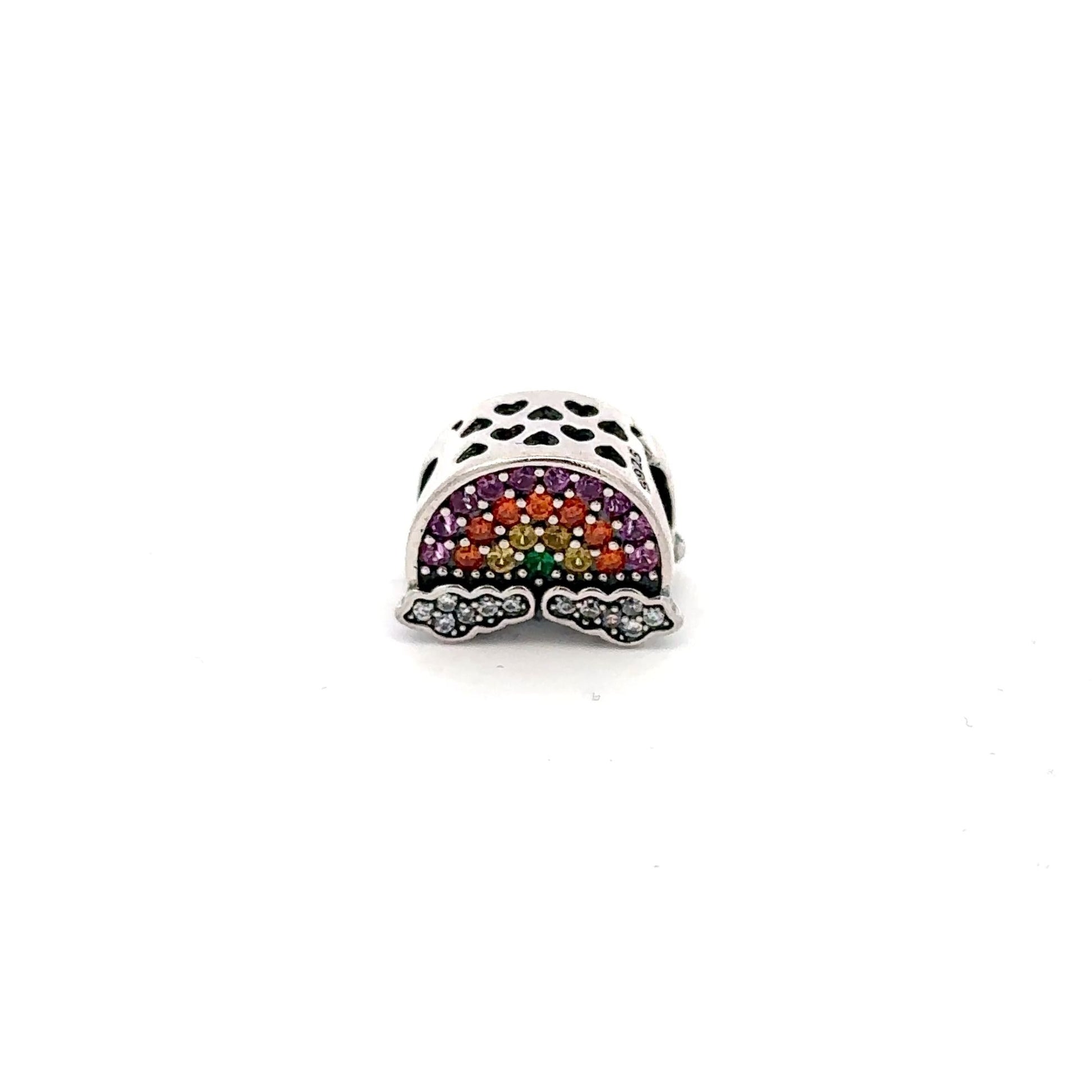 925 Sterling Silver Charm Bead For Necklace Bracelet Multicolor Rhinestones - Rafant