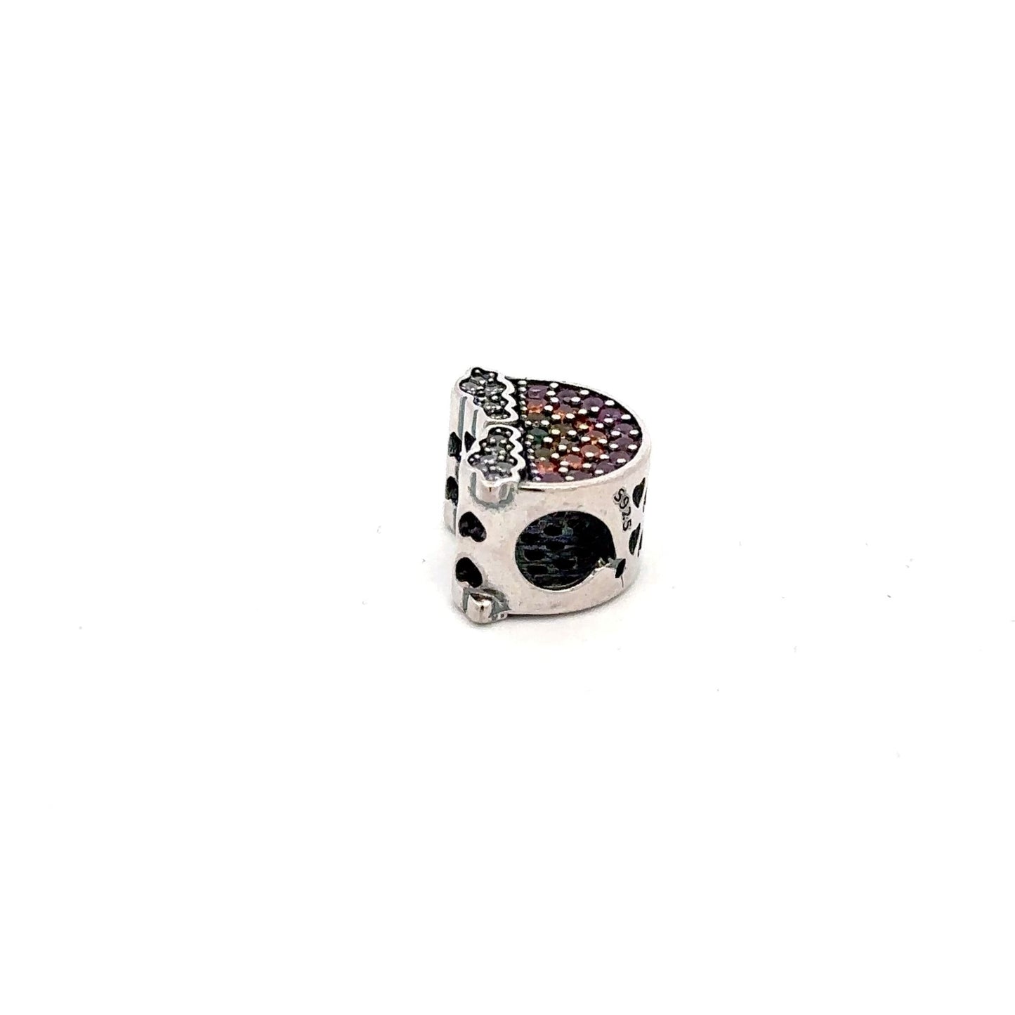 925 Sterling Silver Charm Bead For Necklace Bracelet Multicolor Rhinestones - Rafant