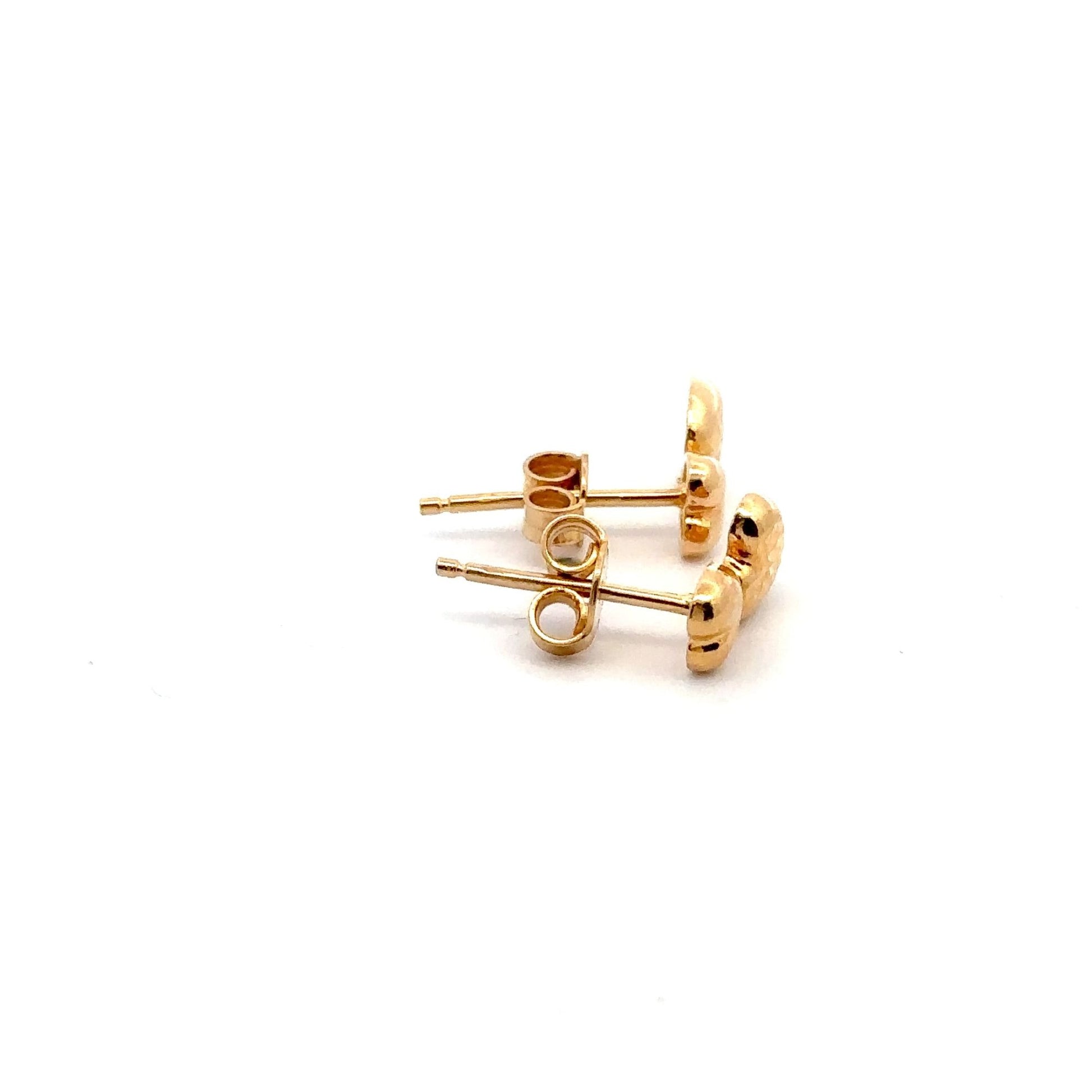 18K Gold Earrings Stud Hearts 1.63 grams - Rafant
