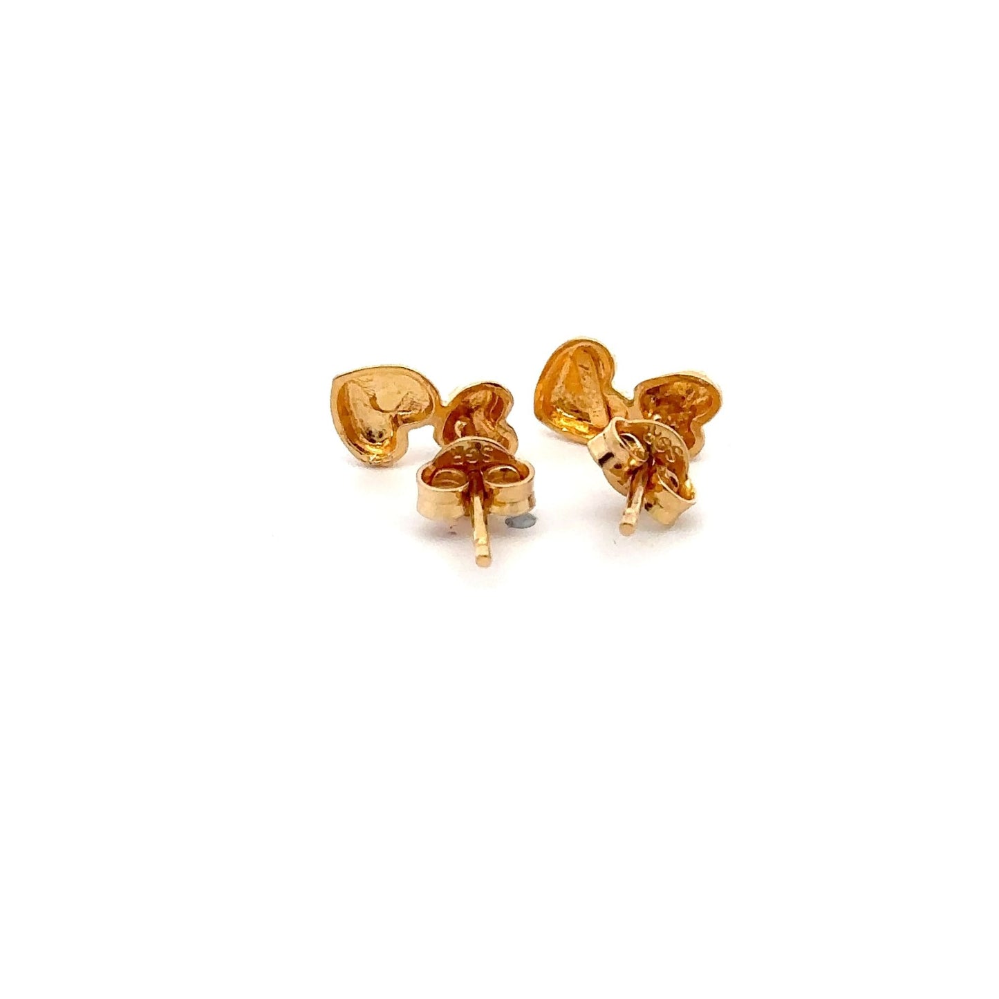 18K Gold Earrings Stud Hearts 1.63 grams - Rafant