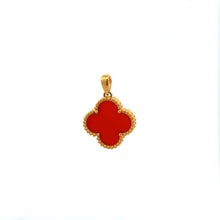 Load image into Gallery viewer, 18K Gold Pendant Clover Red Carnelian
