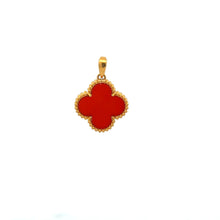 Load image into Gallery viewer, 18K Gold Pendant Clover Red Carnelian
