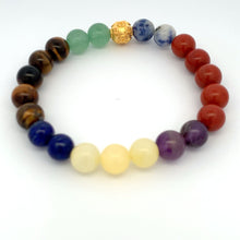 Load image into Gallery viewer, 24K Gold Ball Coin Lucky Charm Bracelet Gemstones Chakra Multicolor S 6.25 in - Rafant
