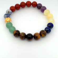 Load image into Gallery viewer, 24K Gold Ball Coin Lucky Charm Bracelet Gemstones Chakra Multicolor S 6.25 in - Rafant
