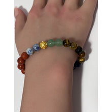 Load image into Gallery viewer, 24K Gold Ball Coin Lucky Charm Bracelet Gemstones Chakra Multicolor S 6.25 in - Rafant
