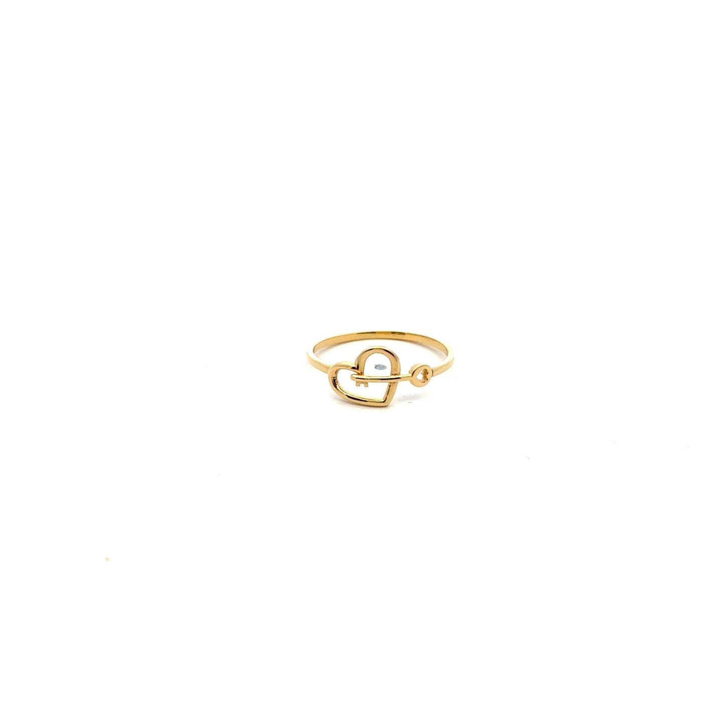 18K Gold Ring Heart Key 1.27 grams Size 7 - Rafant