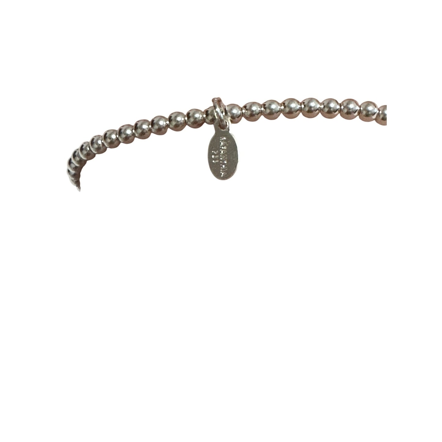 925 Sterling Silver Beaded Stretch Stacking Bracelet Size 7 inches - Rafant