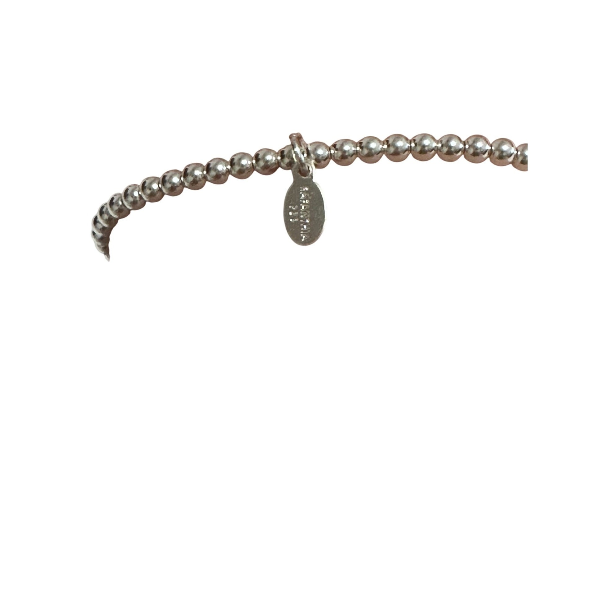 925 Sterling Silver Beaded Stretch Stacking Bracelet Size 7 inches - Rafant
