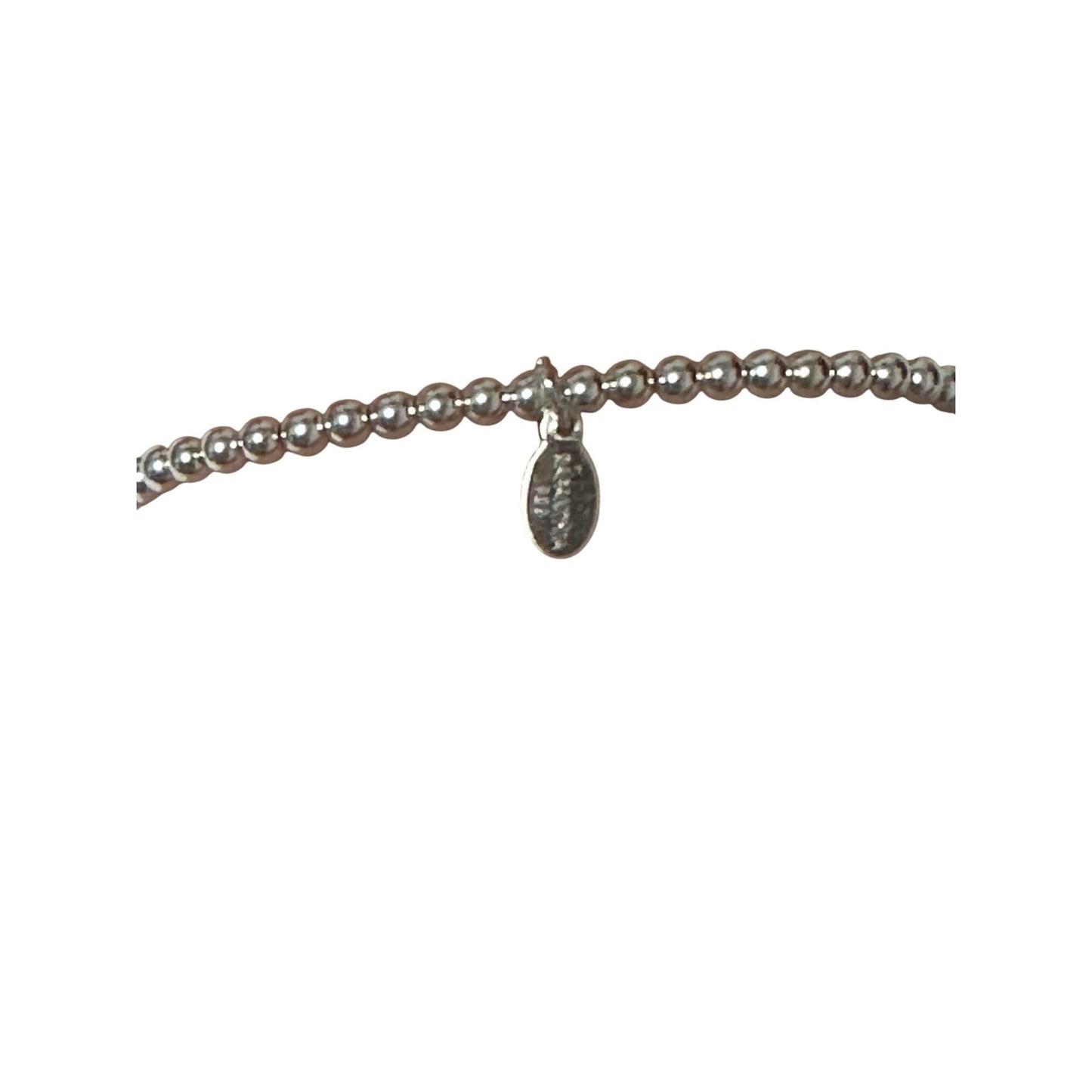 925 Sterling Silver Beaded Stretch Stacking Bracelet Size 7 inches - Rafant