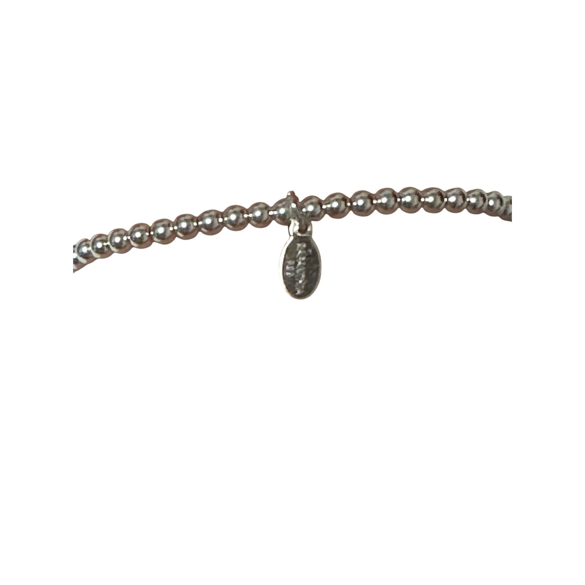 925 Sterling Silver Beaded Stretch Stacking Bracelet Size 7 inches - Rafant