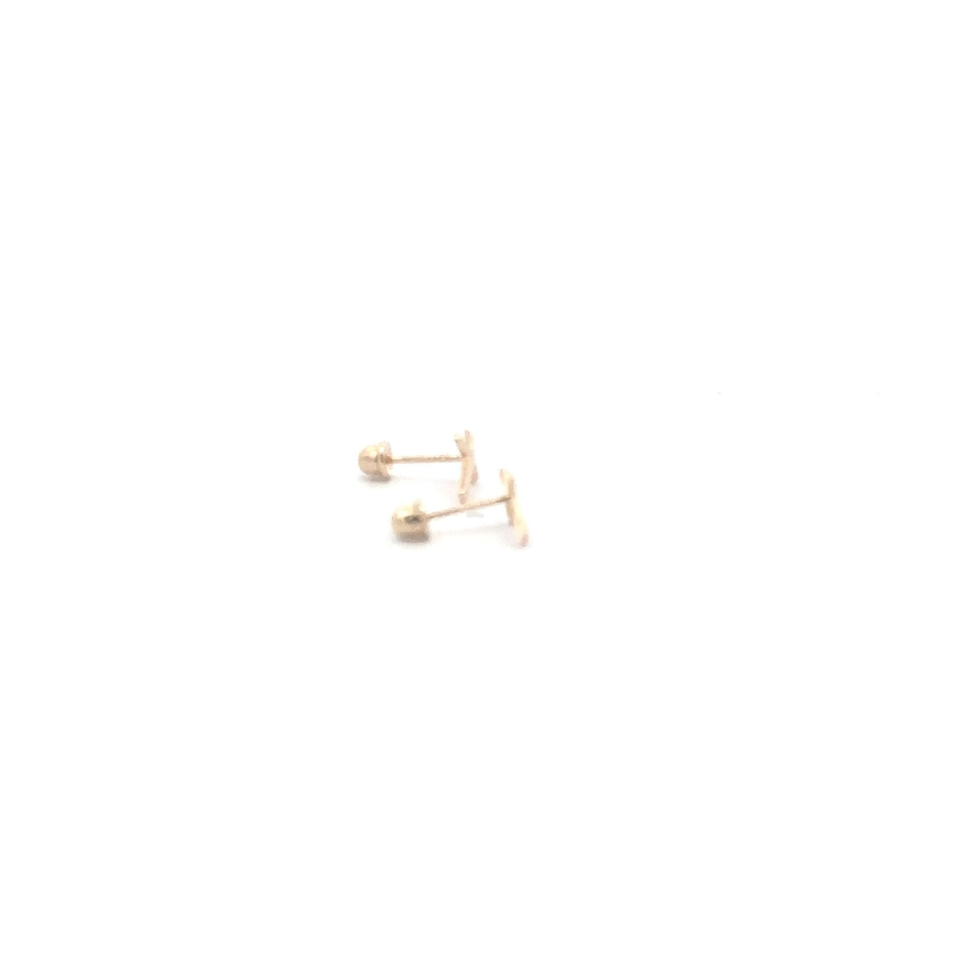 14K Gold Stud Earrings Cross Screw Back Type Very Tiny - Rafant