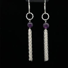Load image into Gallery viewer, 925 Sterling Silver Leverback Earrings Amethyst Tassel Interchangeable Modular
