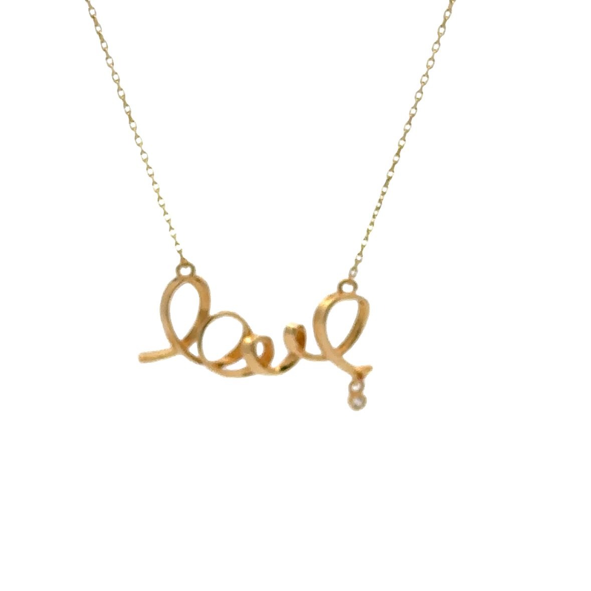 18K Gold Necklace Chain 16.5 inches Love Charm Cubic Zirconia 2.13 grams - Rafant