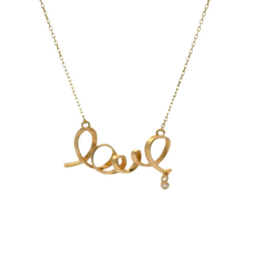 18K Gold Necklace Chain 16.5 inches Love Charm Cubic Zirconia 2.13 grams - Rafant