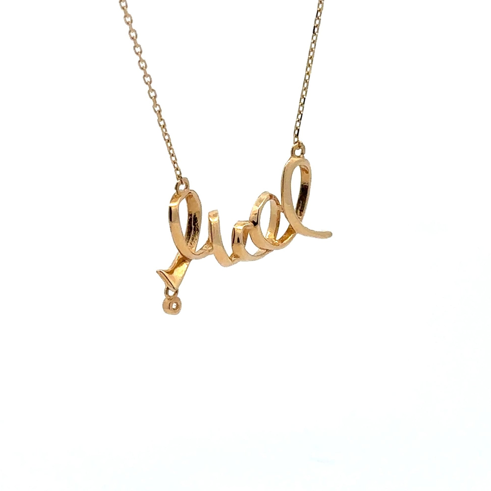 18K Gold Necklace Chain 16.5 inches Love Charm Cubic Zirconia 2.13 grams - Rafant