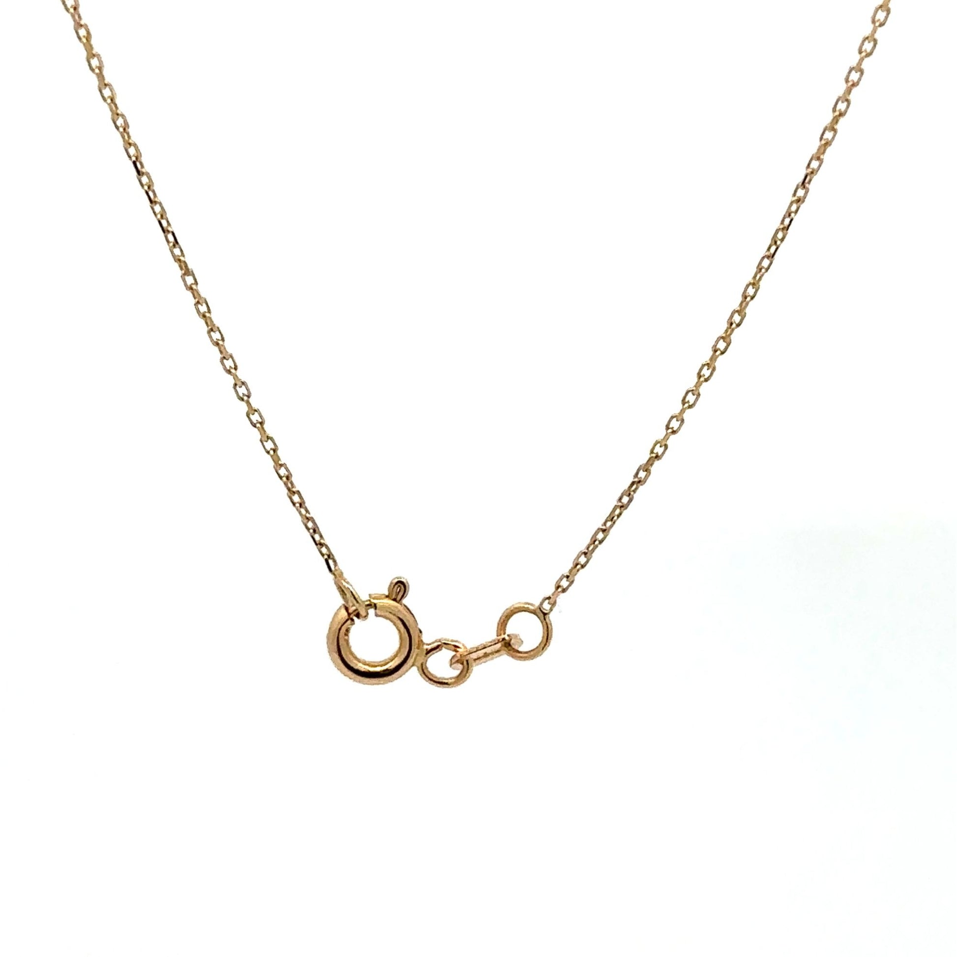 18K Gold Necklace Chain 16.5 inches Love Charm Cubic Zirconia 2.13 grams - Rafant