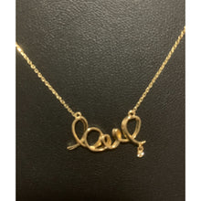 Load image into Gallery viewer, 18K Gold Necklace Chain 16.5 inches Love Charm Cubic Zirconia 2.13 grams
