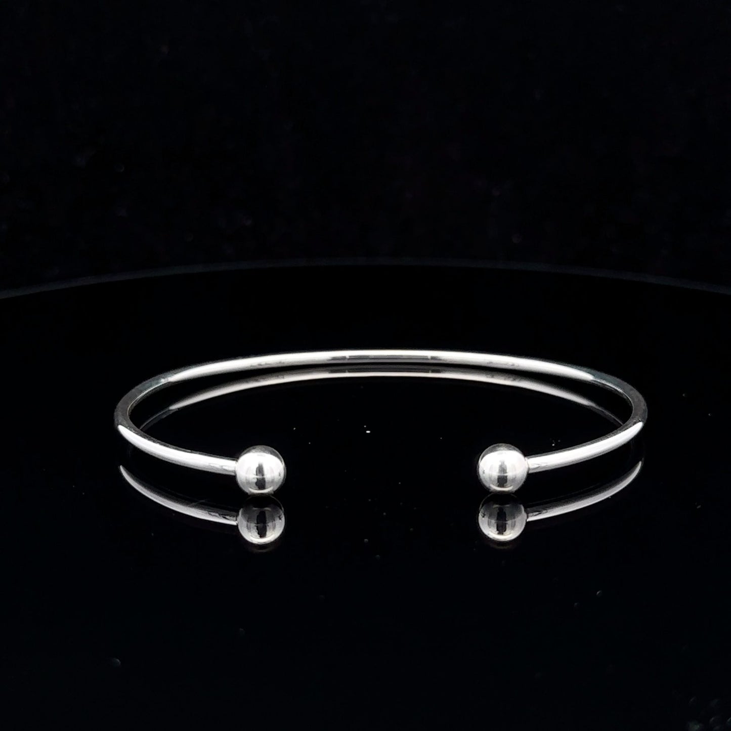 925 Sterling Silver Cuff Bangle Bracelet Size 6.25 inches Screw Ball Ends - Rafant