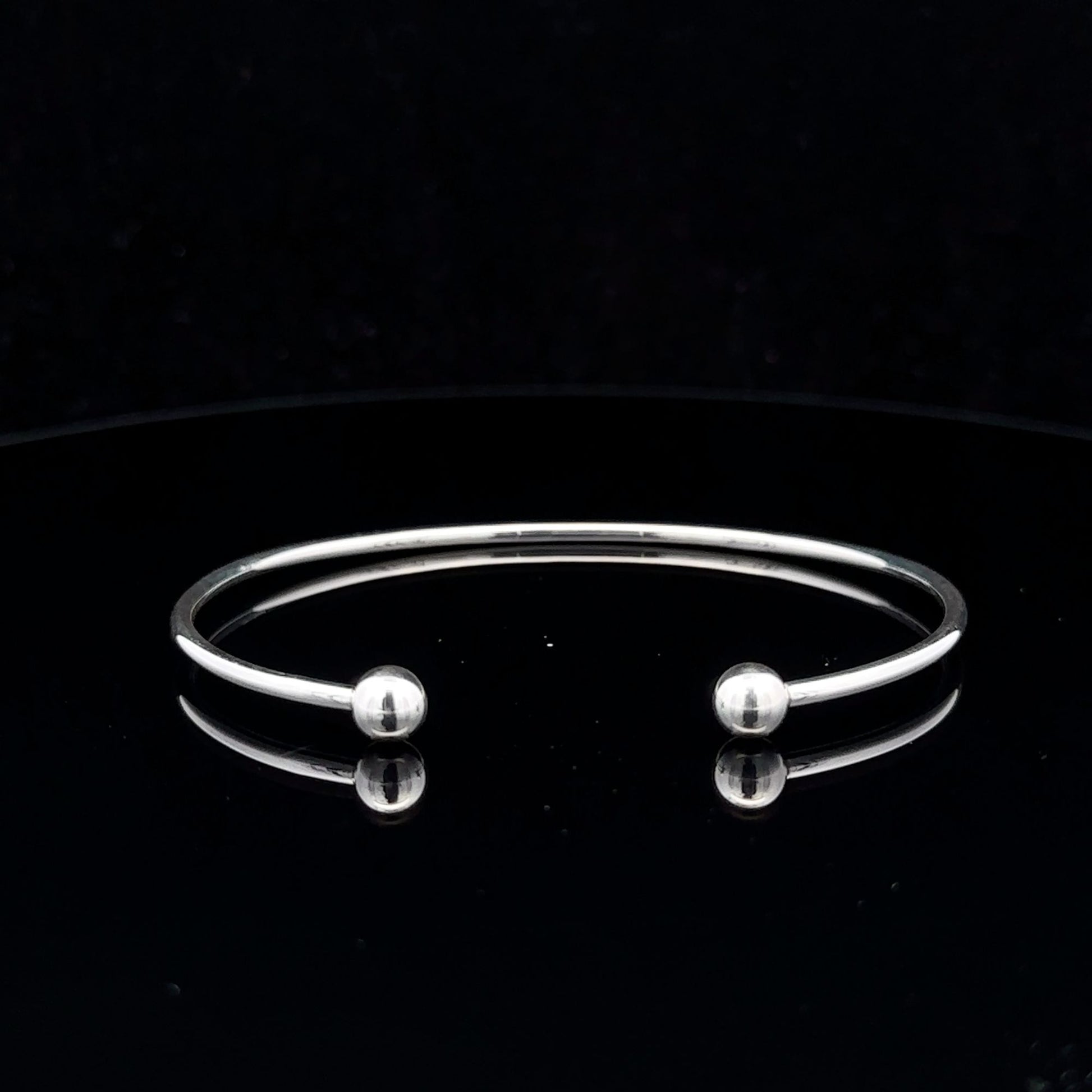 925 Sterling Silver Cuff Bangle Bracelet Size 6.25 inches Screw Ball Ends - Rafant