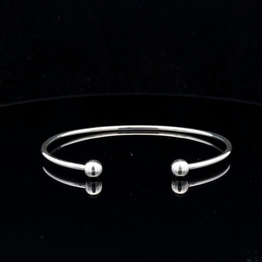 925 Sterling Silver Cuff Bangle Bracelet Size 6.25 inches Screw Ball Ends - Rafant