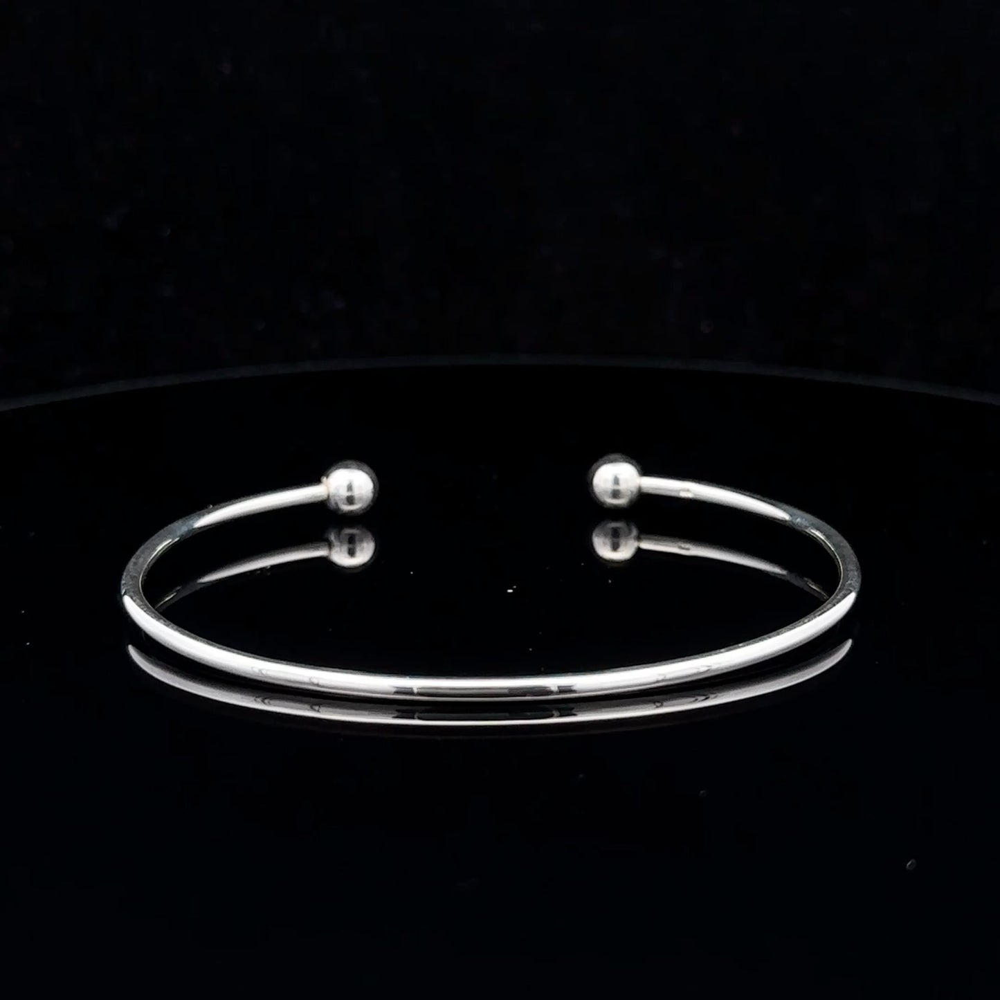 925 Sterling Silver Cuff Bangle Bracelet Size 6.25 inches Screw Ball Ends - Rafant