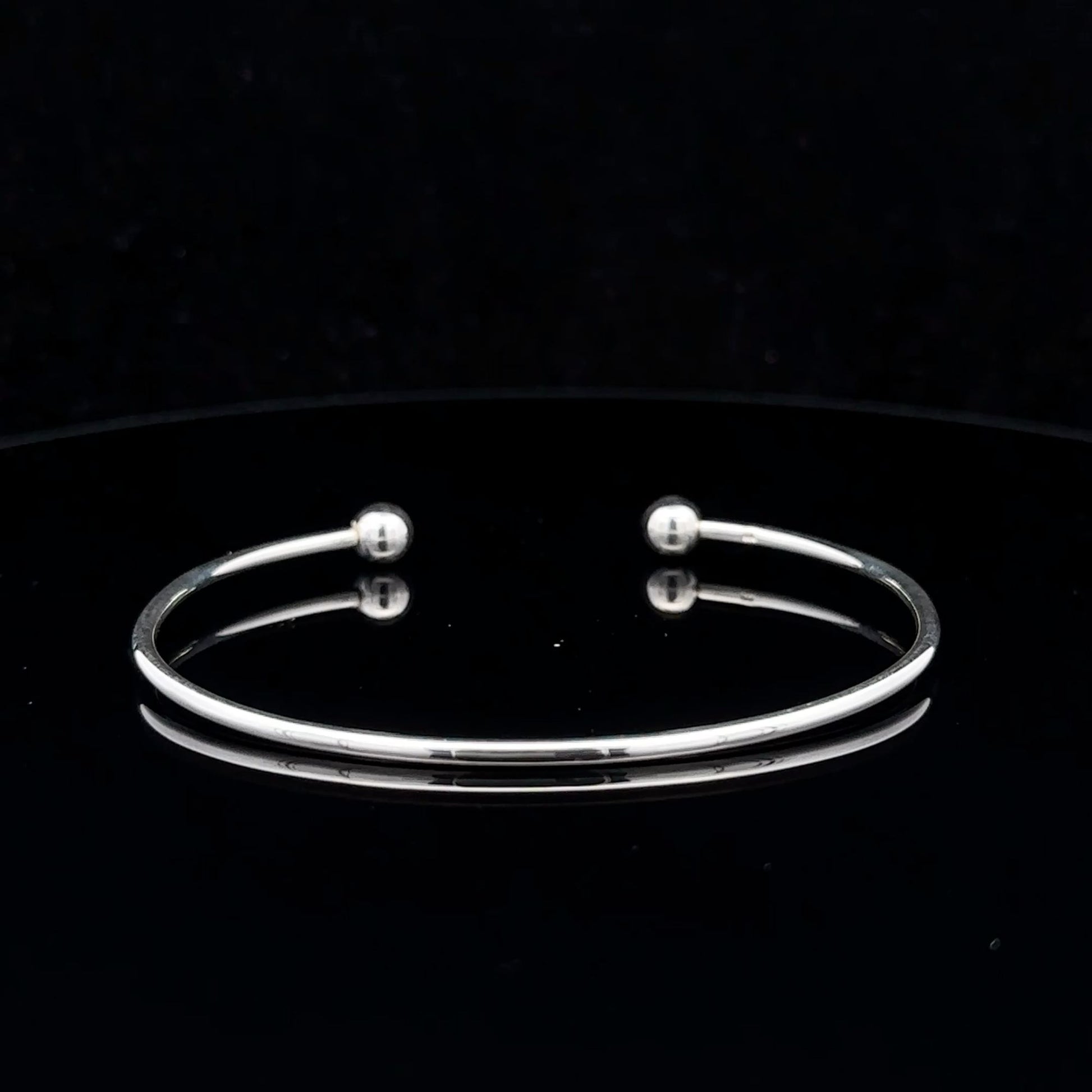 925 Sterling Silver Cuff Bangle Bracelet Size 6.25 inches Screw Ball Ends - Rafant