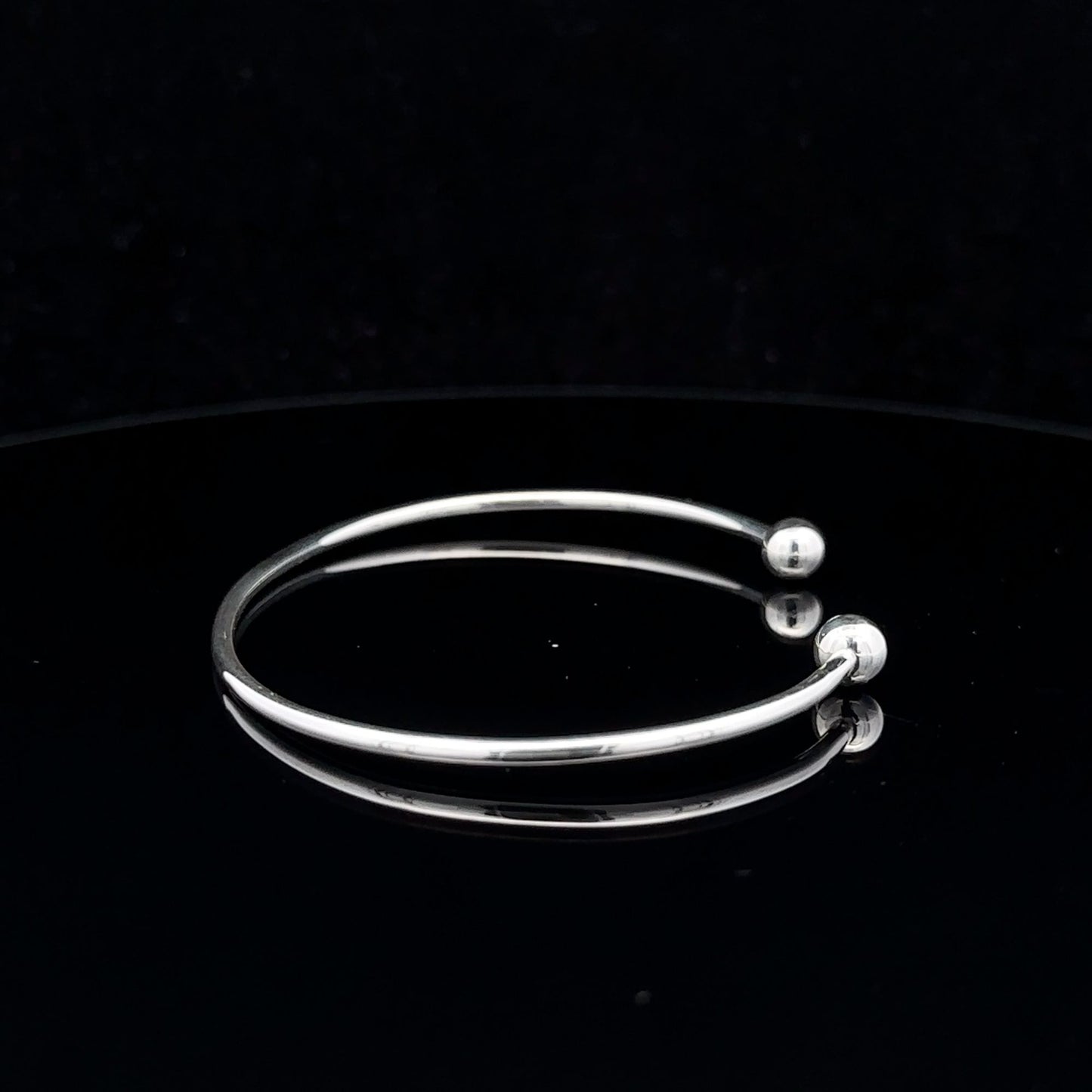 925 Sterling Silver Cuff Bangle Bracelet Size 6.25 inches Screw Ball Ends - Rafant
