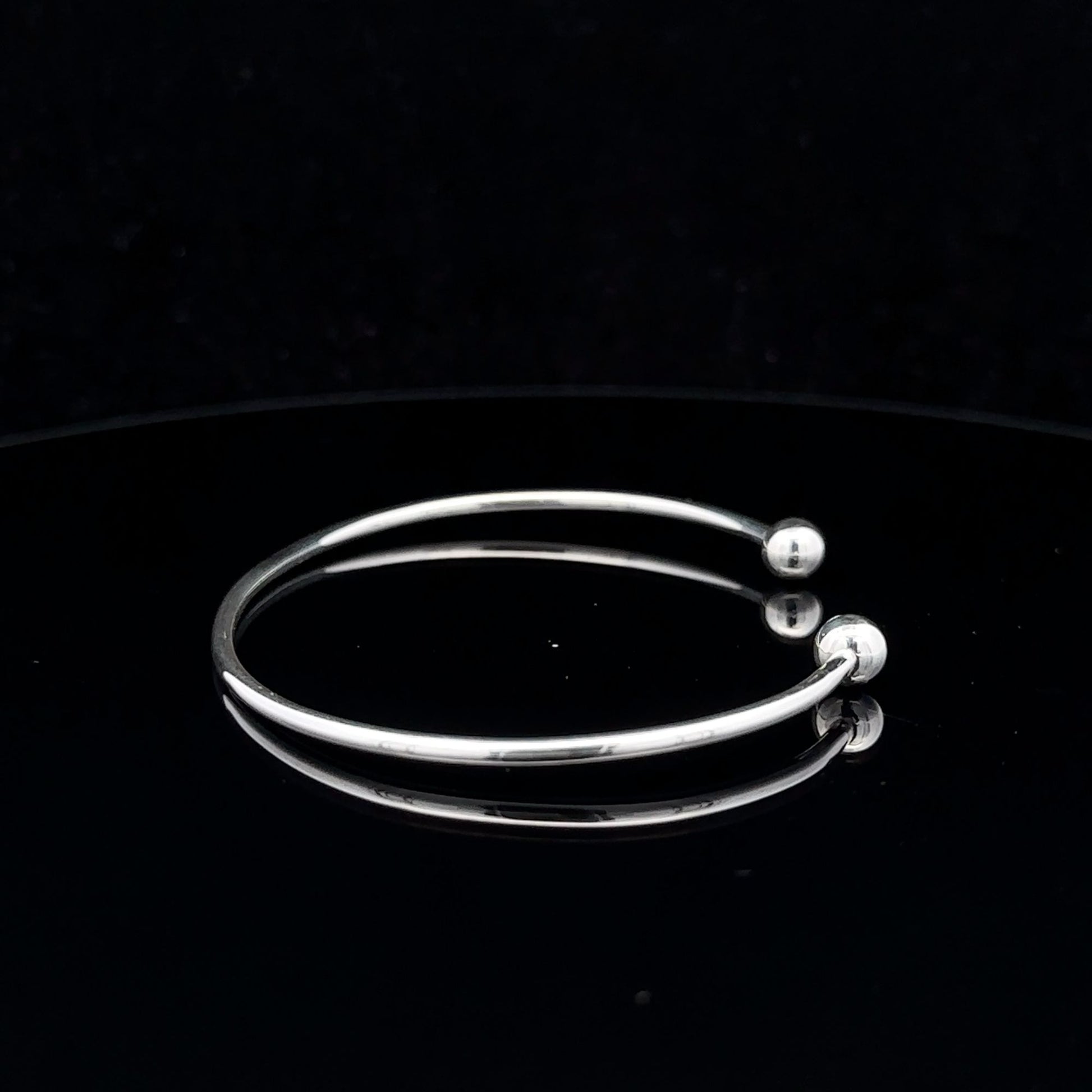 925 Sterling Silver Cuff Bangle Bracelet Size 6.25 inches Screw Ball Ends - Rafant