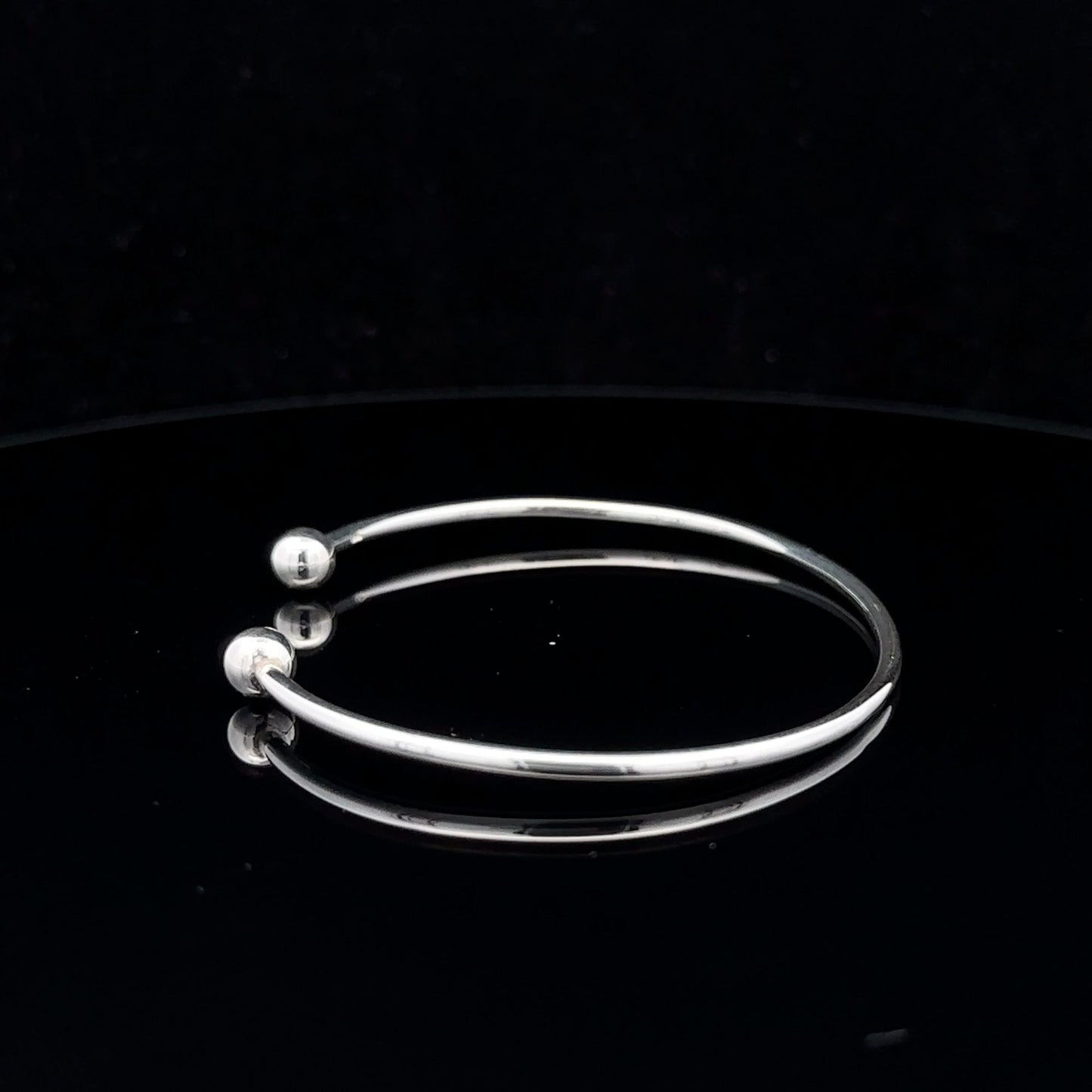 925 Sterling Silver Cuff Bangle Bracelet Size 6.25 inches Screw Ball Ends - Rafant