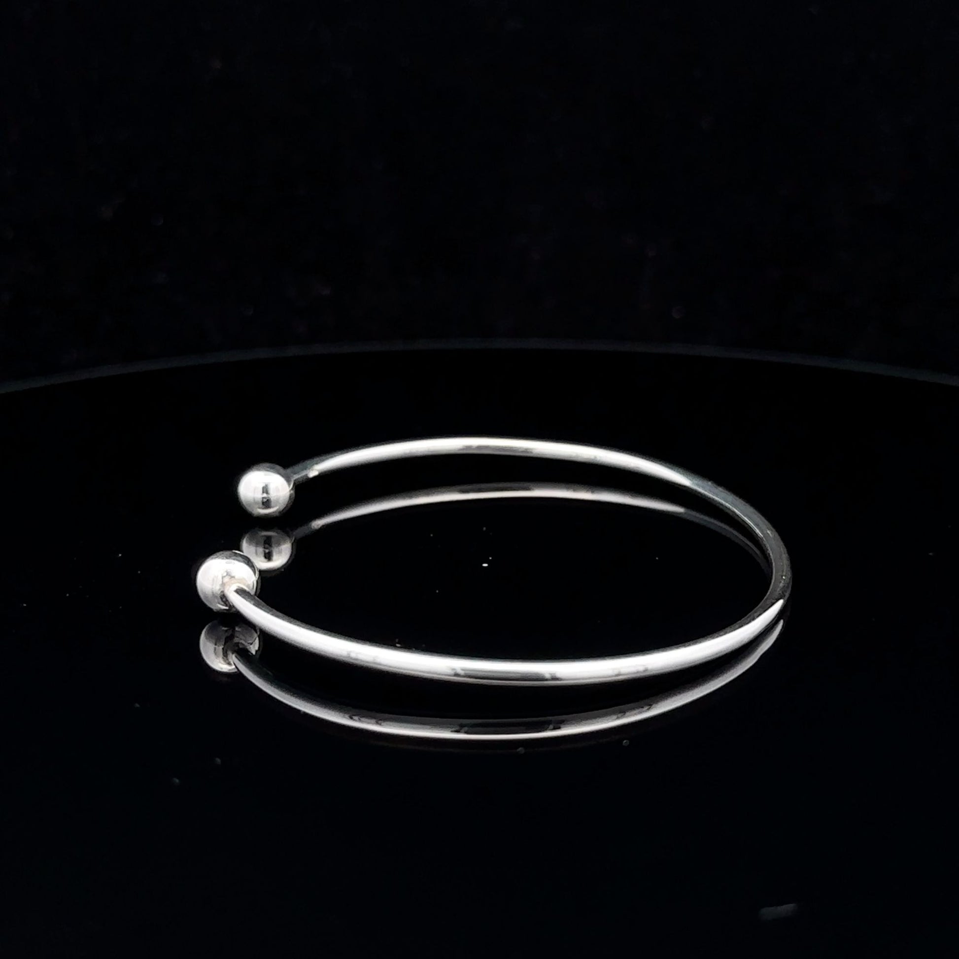 925 Sterling Silver Cuff Bangle Bracelet Size 6.25 inches Screw Ball Ends - Rafant